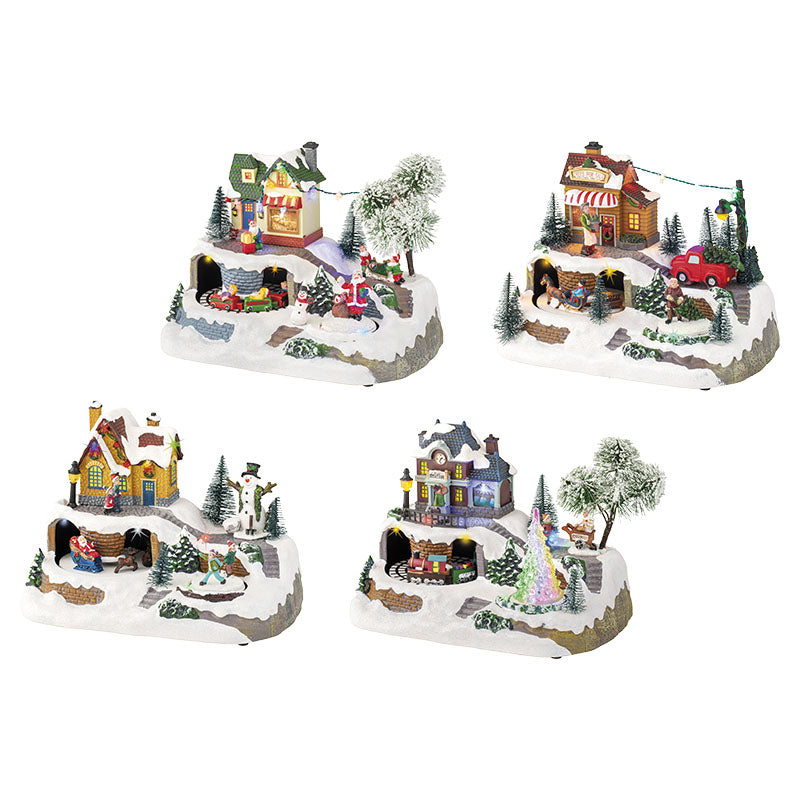 Villa navideña estilos varios batería 16 x 23.5 x 17 cm