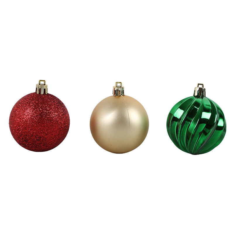 Set of 36 multicolored Christmas ornaments, assorted designs, 6 cm