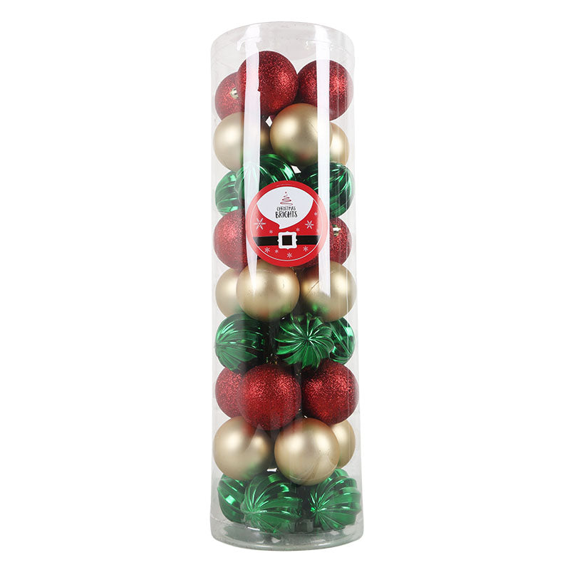 Set of 36 multicolored Christmas ornaments, assorted designs, 6 cm