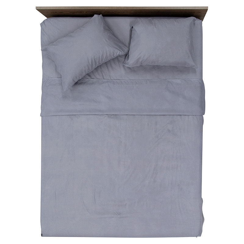 Juego sabanas king microfibra 4 piezas gris