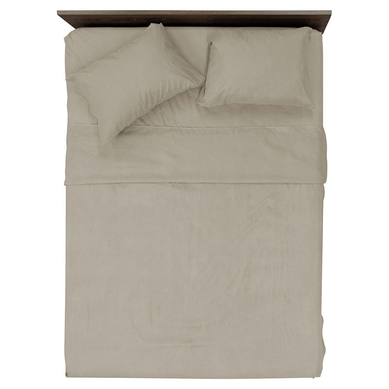 Juego sabanas queen microfibra 4 piezas beige