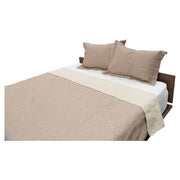 Juego de cubrecama queen poliéster 3 piezas café y beige