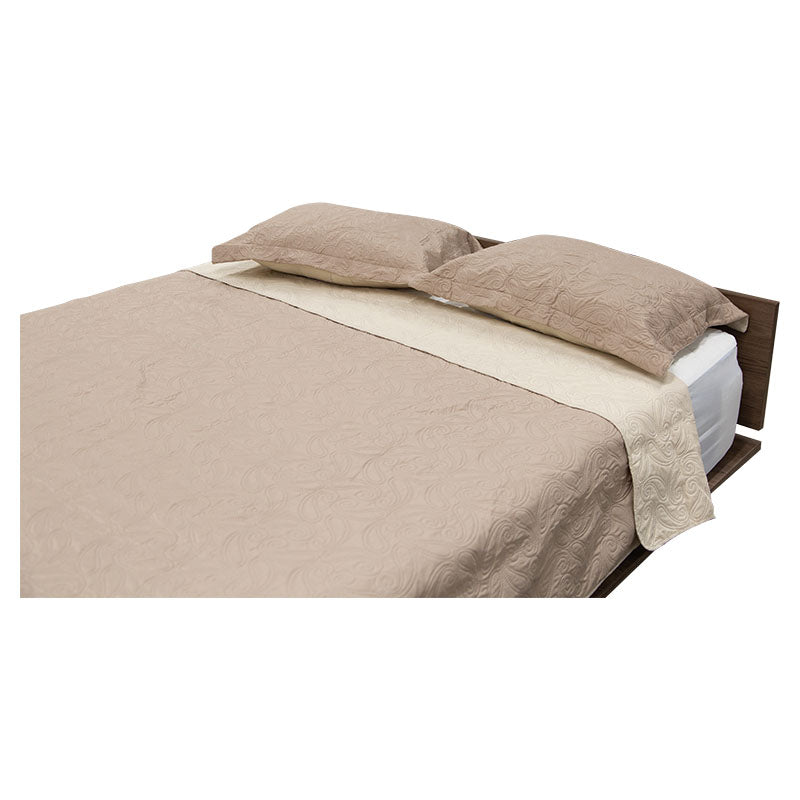 Juego de cubrecama queen poliéster 3 piezas café y beige