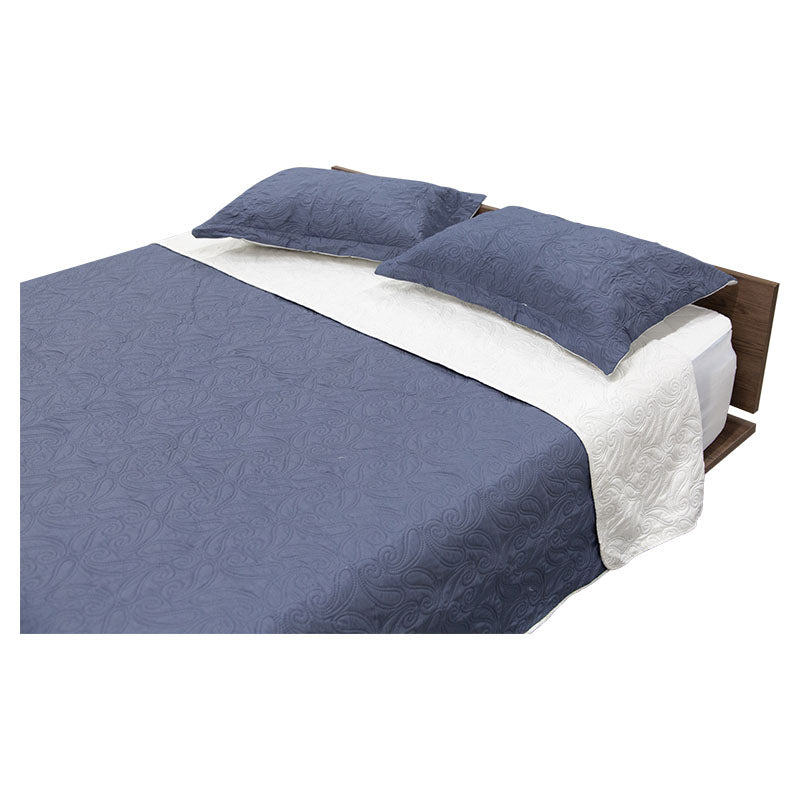 Juego de cubrecama king poliéster 3 piezas gris y beige
