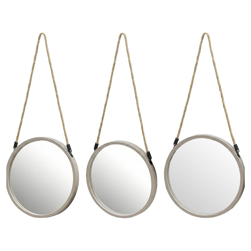 Set 3 espejos 25 cm marco gris