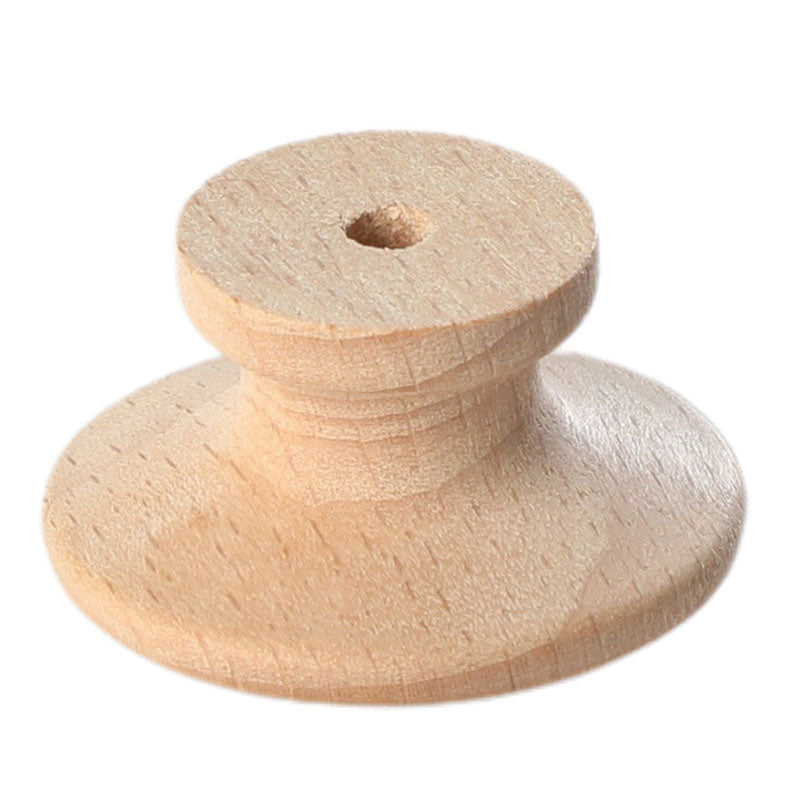Perilla de madera natural redonda 1 1/2"