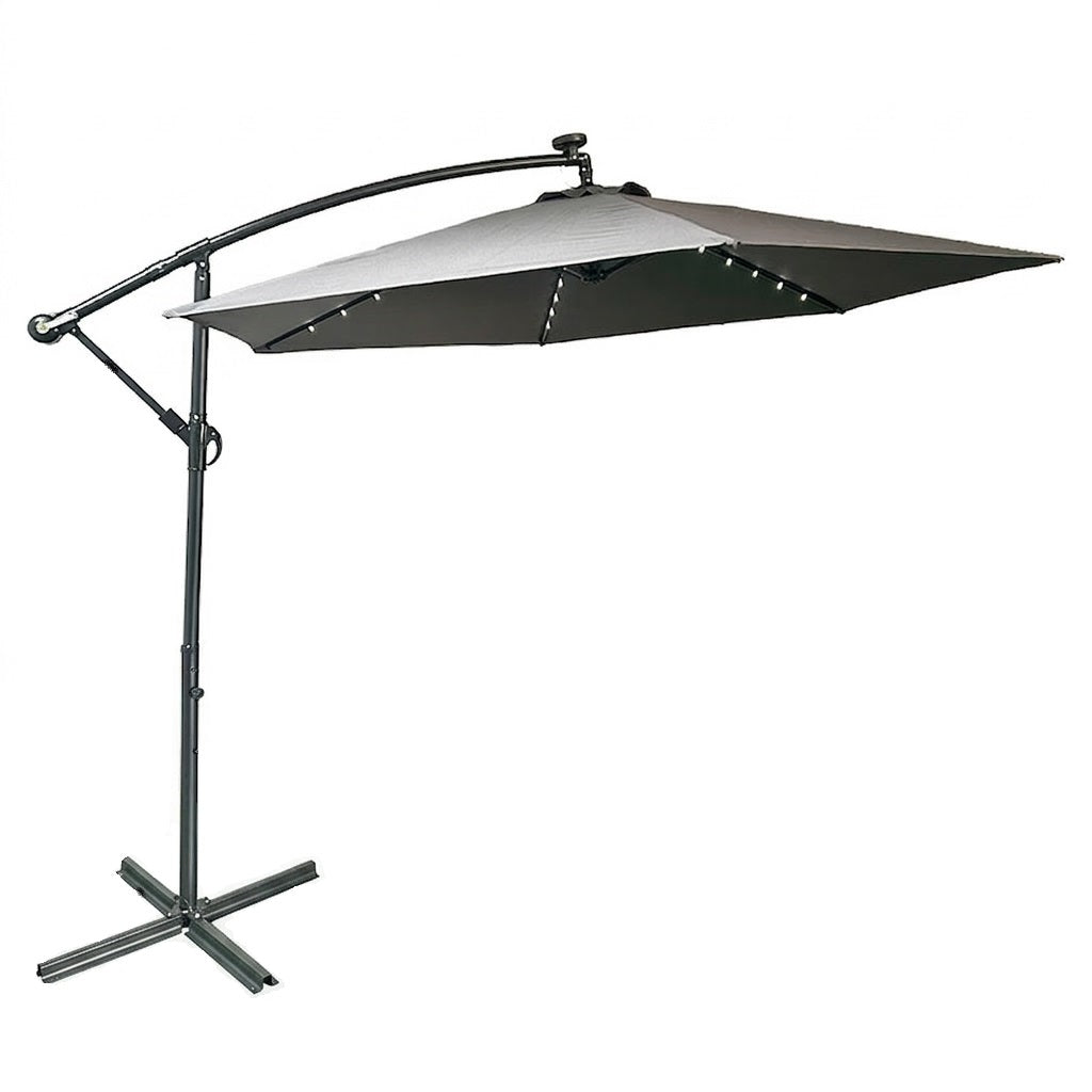 Sombrilla de patio redonda con luz LED solar 3 m