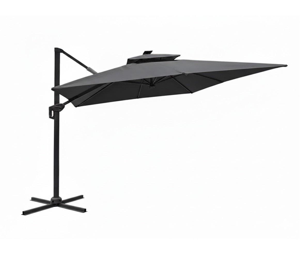 Sombrilla de patio cuadrada con luz LED solar 3 x 3 m