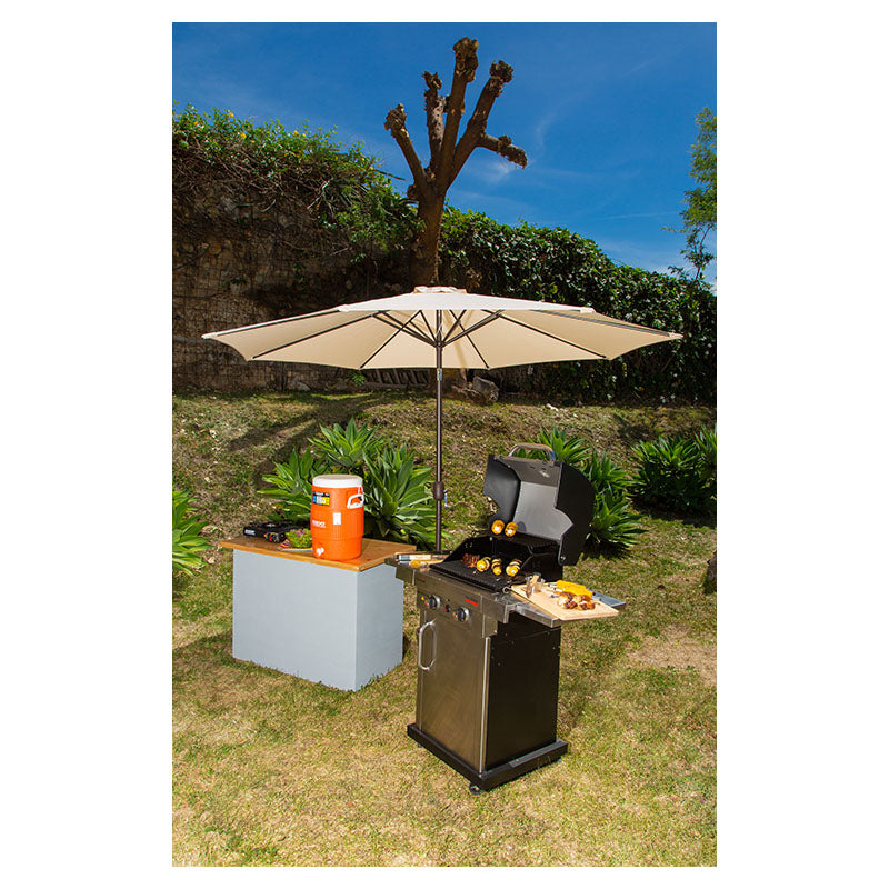 Sombrilla para patio 300x250 cm beige redonda