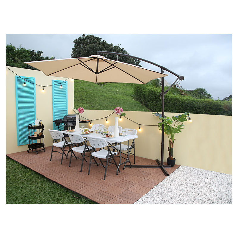 Sombrilla colgante para patio 300x250 cm beige redonda