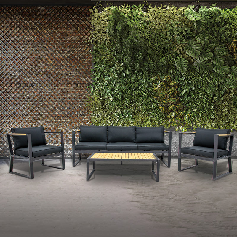 Set de terraza 4 piezas negro Basic Living