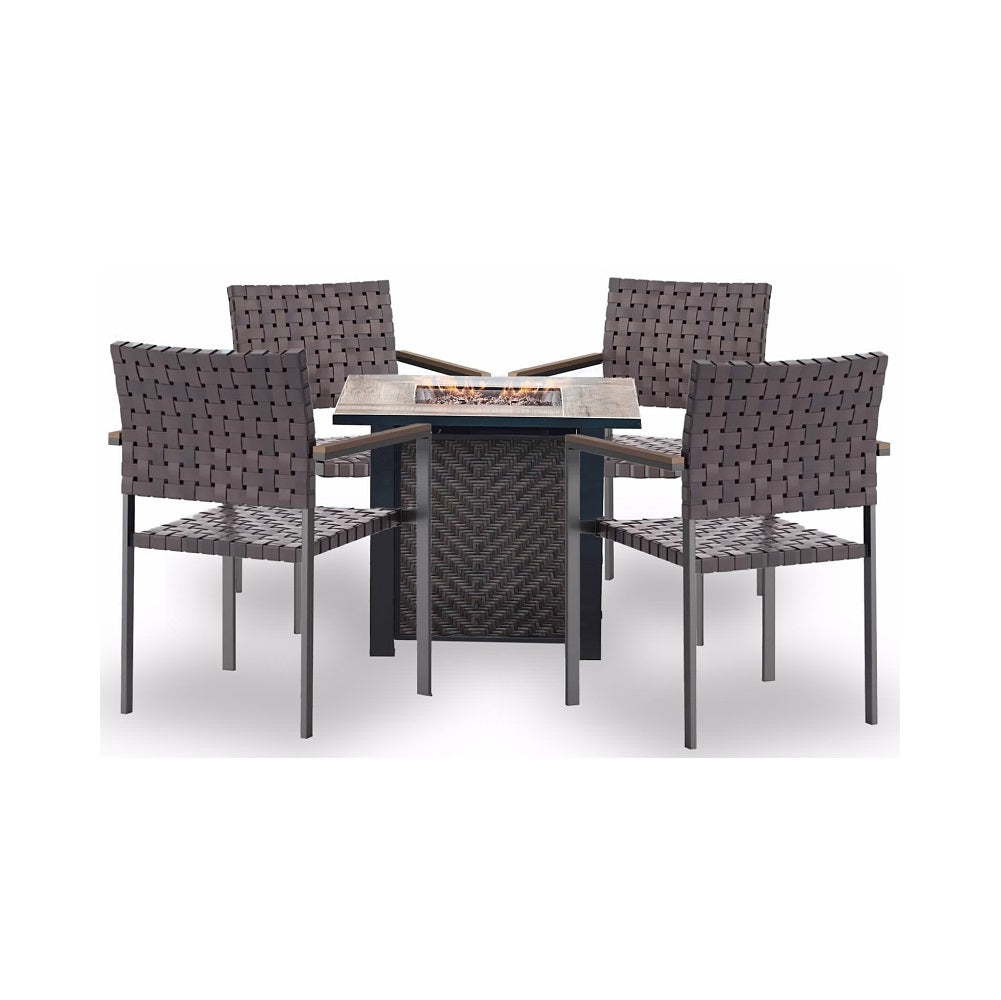 Set muebles exterior 5 piezas marrón rattan Madrid