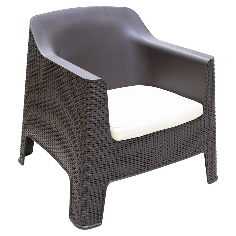 Sillón Bali individual café tipo rattan con cojín en variedad de colores
