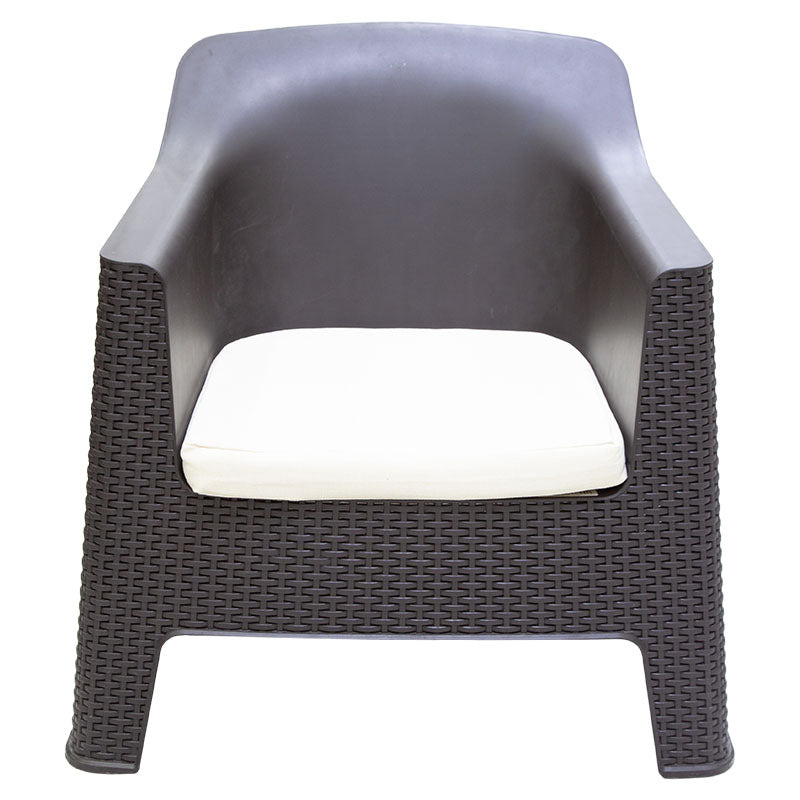 Sillón Bali individual café tipo rattan con cojín en variedad de colores