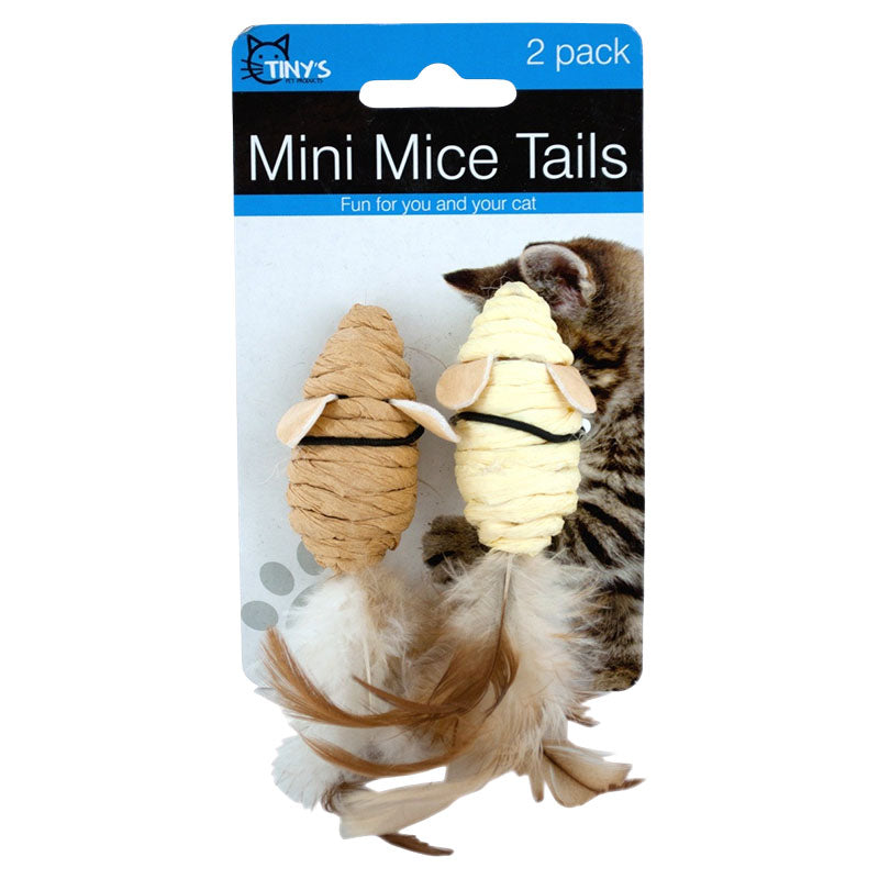 Mouse toy with two feathers (2 pieces)