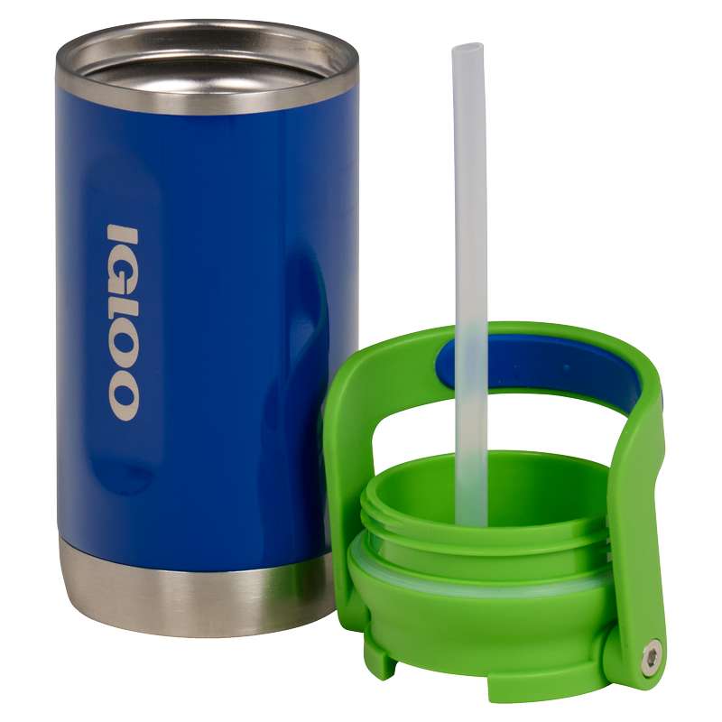 Blue and green insulated stainless steel thermos, 290 ml, with screw top, Igloo
