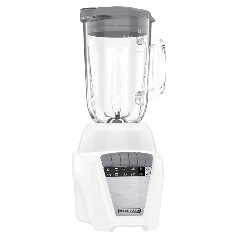 Licuadora 700 W  8 velocidades + pulso jarra vidrio 1.25L y jarra plástica 1.65L blanco Black+Decker