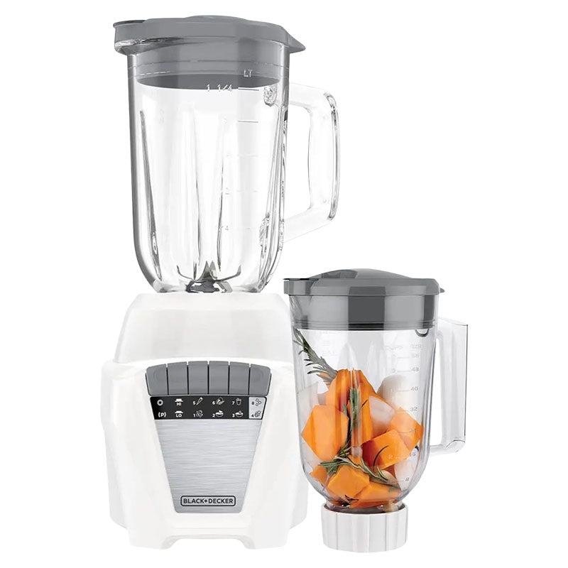 Licuadora 700 W  8 velocidades + pulso jarra vidrio 1.25L y jarra plástica 1.65L blanco Black+Decker