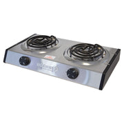 Electric stainless steel cooktop 2 burners 1,500 W 8.8 x 27 x 47cm Holstein