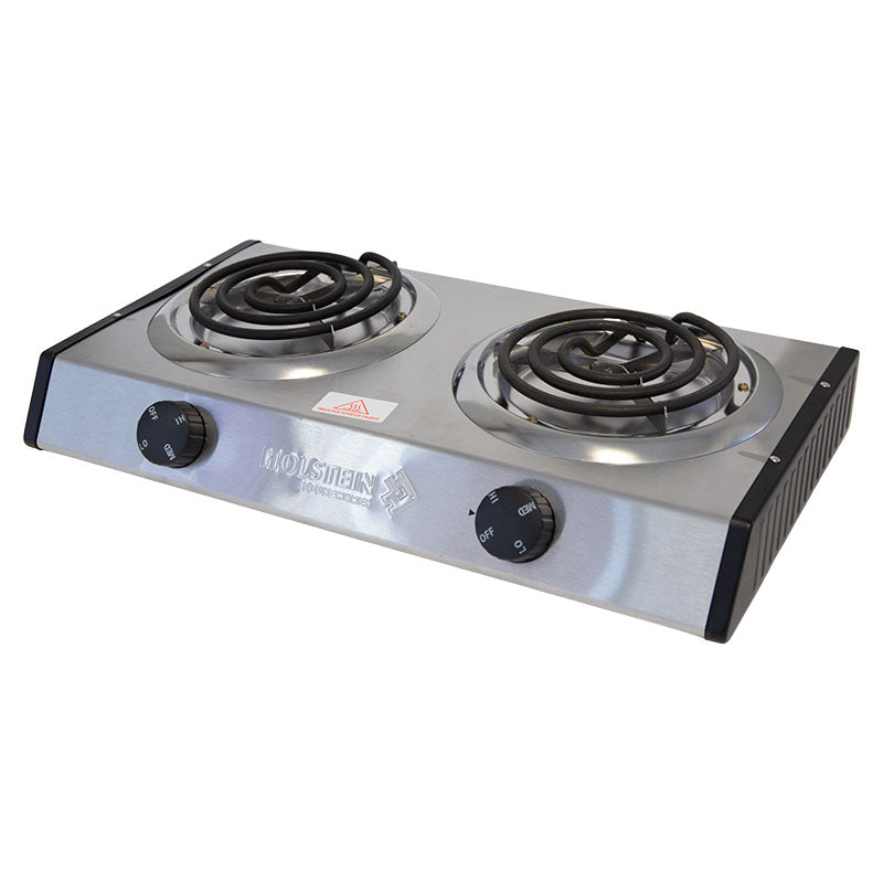 Electric stainless steel cooktop 2 burners 1,500 W 8.8 x 27 x 47cm Holstein