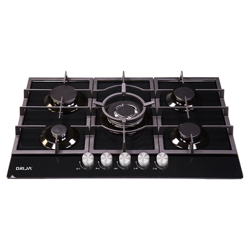 Estufa a gas de vidrio templado 5 hornillas 10 x 76 x 51 cm Drija