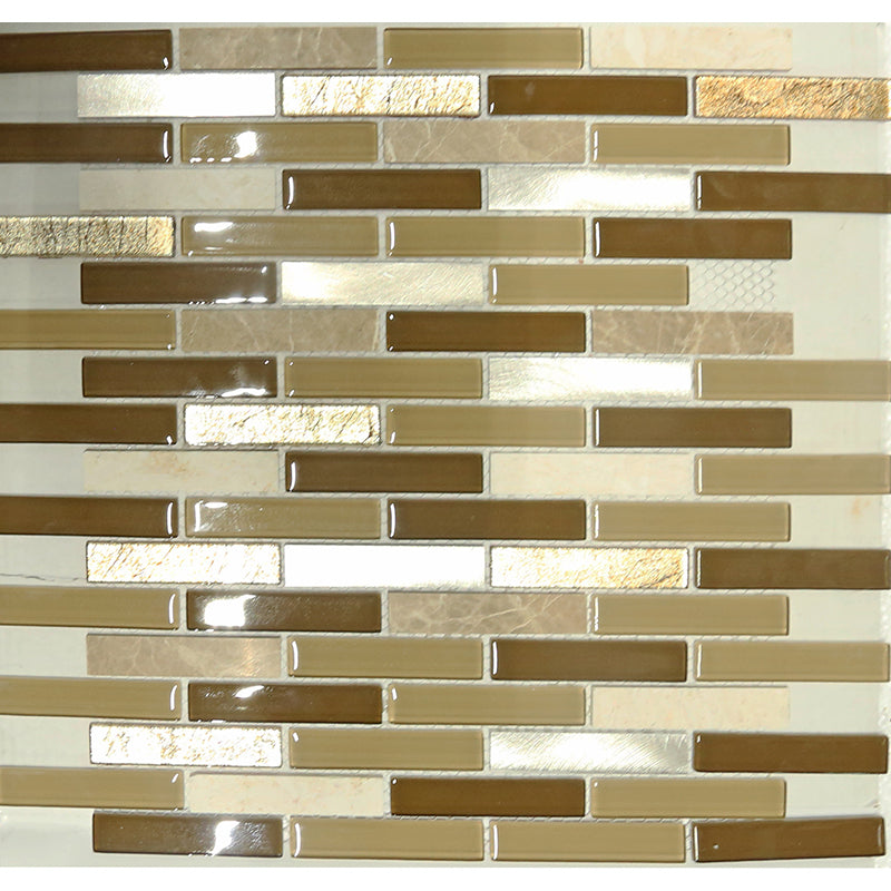 Beige glass, marble and aluminum mesh 32 x 31 cm