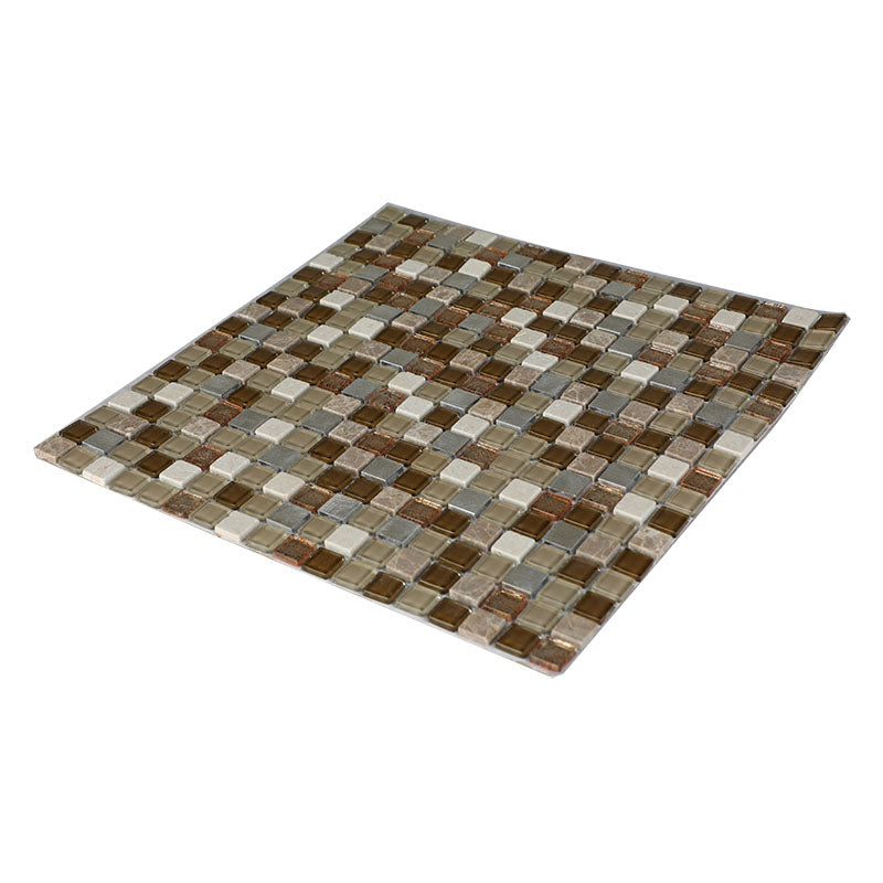 Brown glass and aluminum mesh 30 x 30 cm