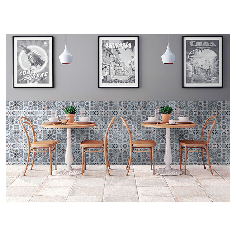 Printed gray and beige glass mesh 31 x 31 cm