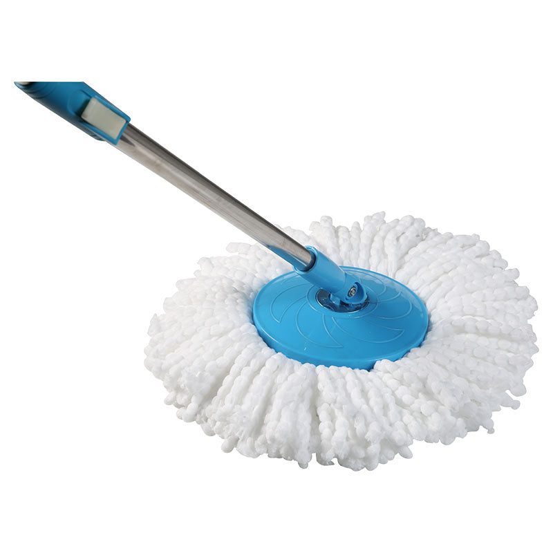 Spin mop with plastic bucket and stainless steel handle