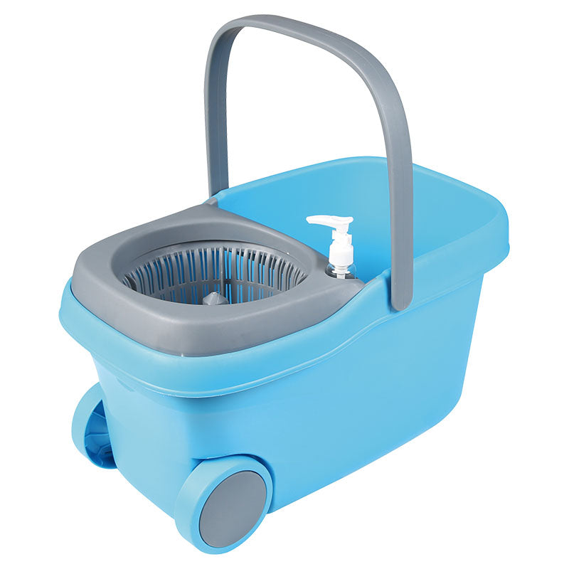 Spin mop with plastic bucket and stainless steel handle
