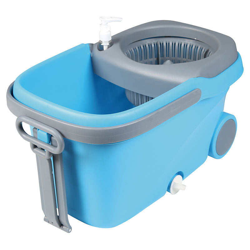 Spin mop with plastic bucket and stainless steel handle