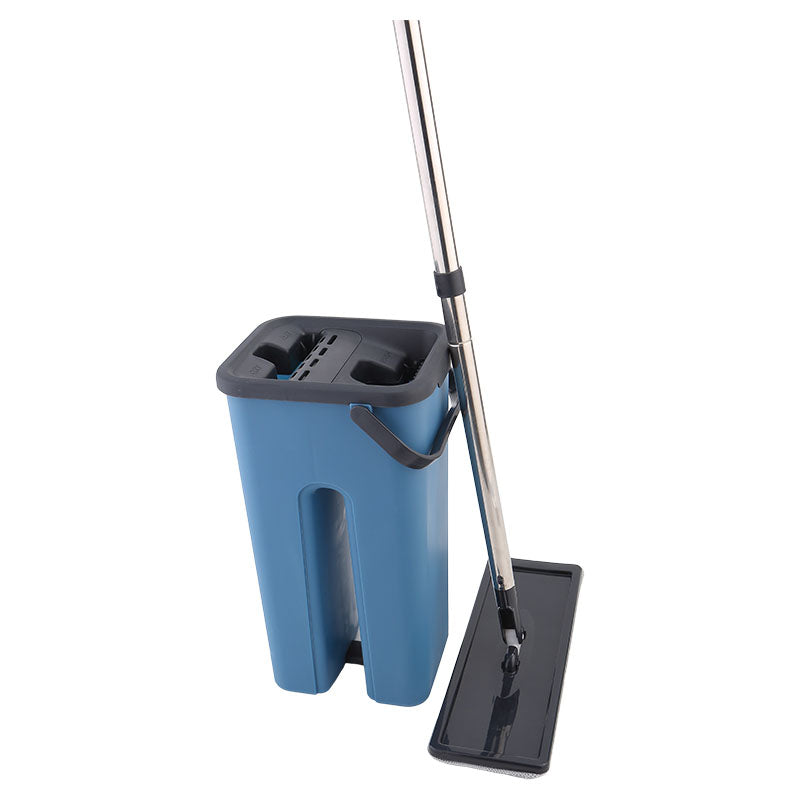 Flat plastic mop with stainless steel handle