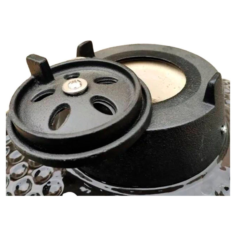 Basic Living Kamado-style charcoal grill with ceramic finish and pizza stone