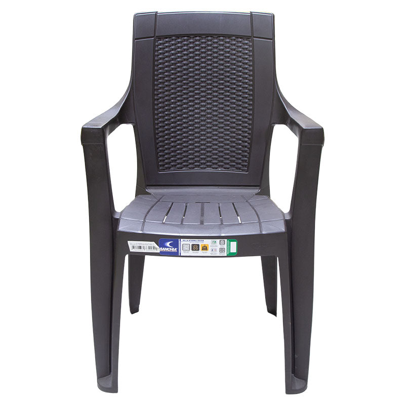 Silla plástica Eternity tipo ratán con apoyabrazos