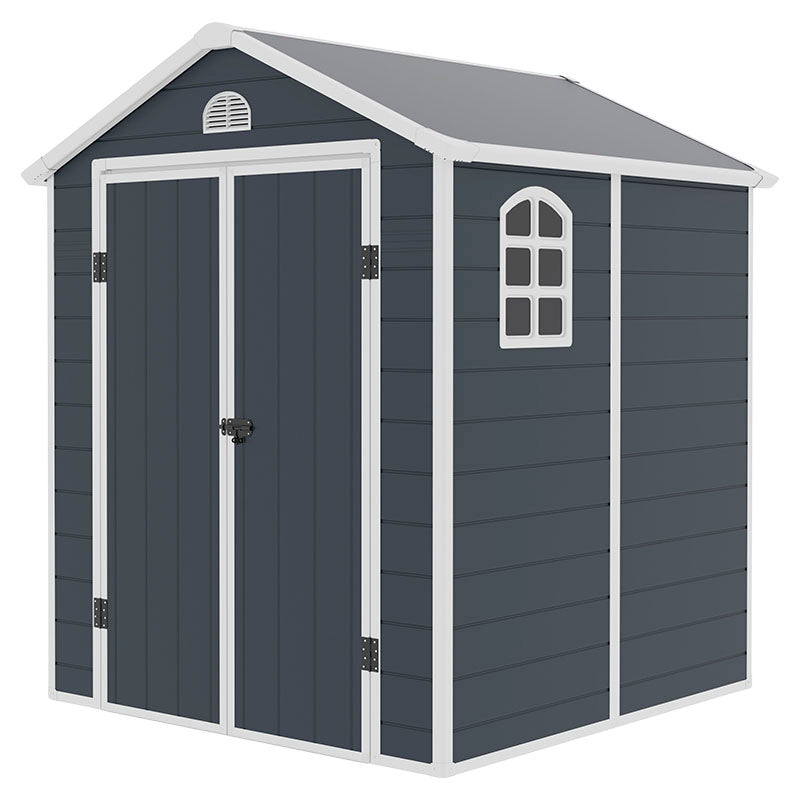 Plastic outdoor storage shed 190 x 192 x 226 cm matte grey with white Basic Living