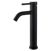 Grifo lavamanos monomando cuello alto negro mate Aqua Nuova