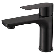 Low-neck single-lever lavatory faucet, satin stainless steel