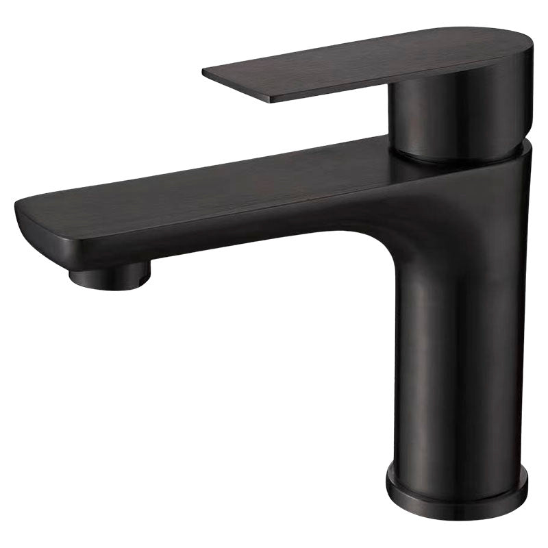 Low-neck single-lever lavatory faucet, satin stainless steel