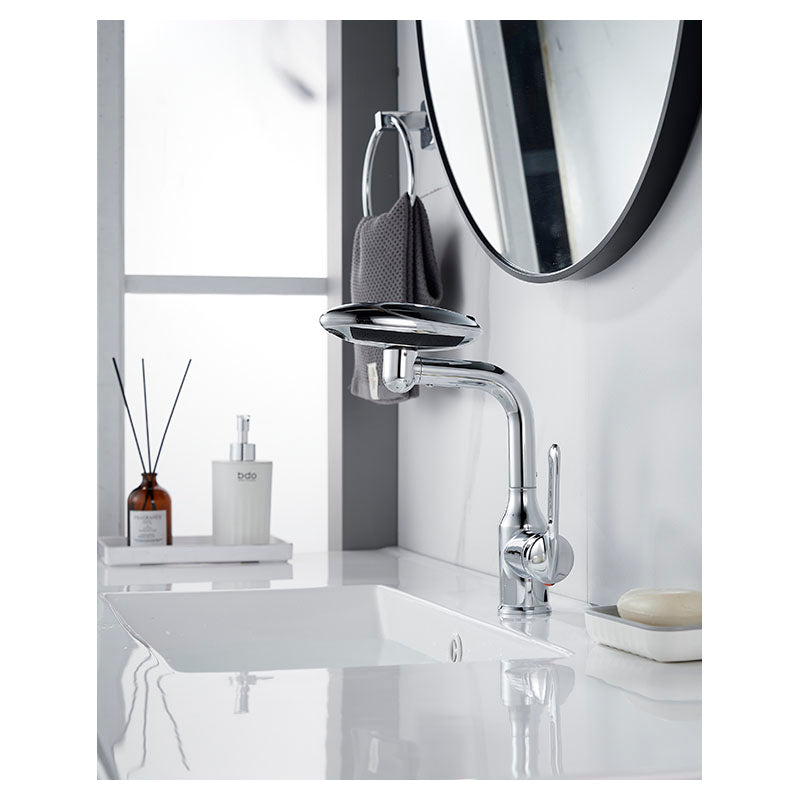 Low-neck chrome single-lever basin faucet