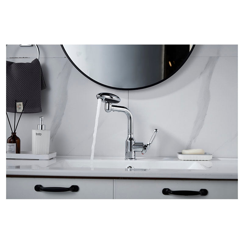 Low-neck chrome single-lever basin faucet