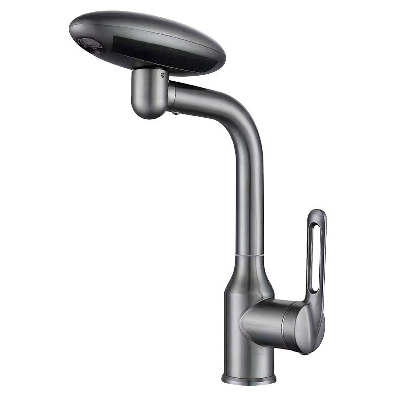 Low-profile single-handle lavatory faucet gunmetal