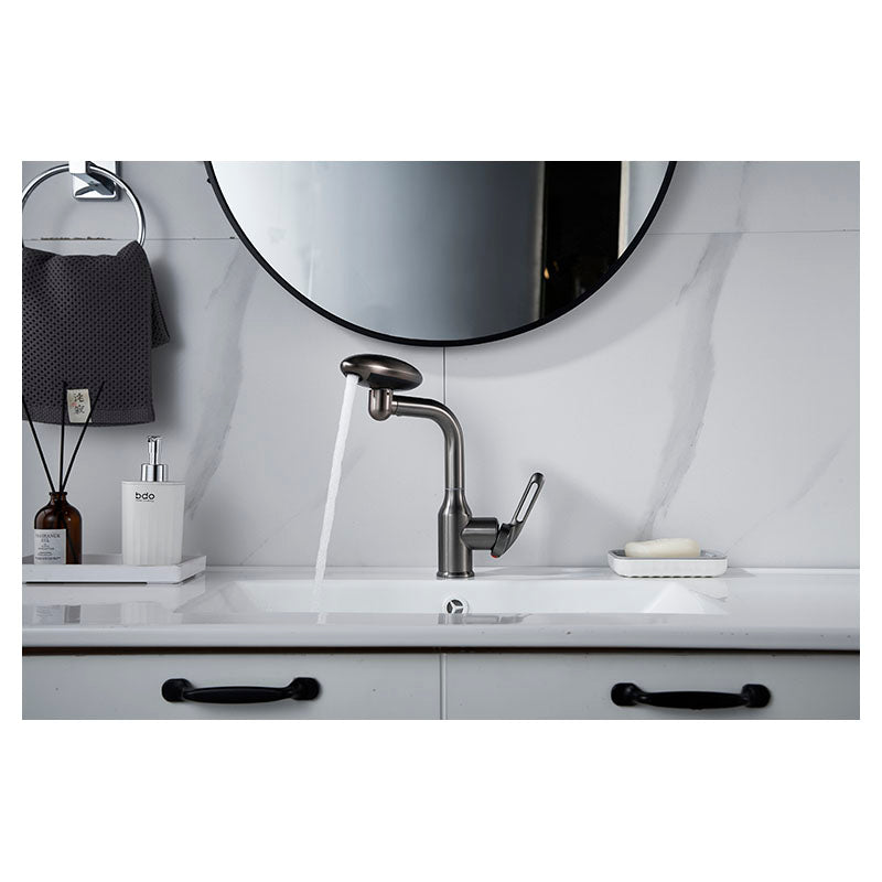 Low-profile single-handle lavatory faucet gunmetal