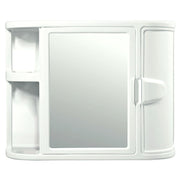 White plastic bathroom cabinet with mirror