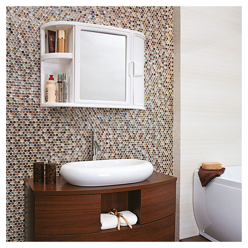 White plastic bathroom cabinet with mirror