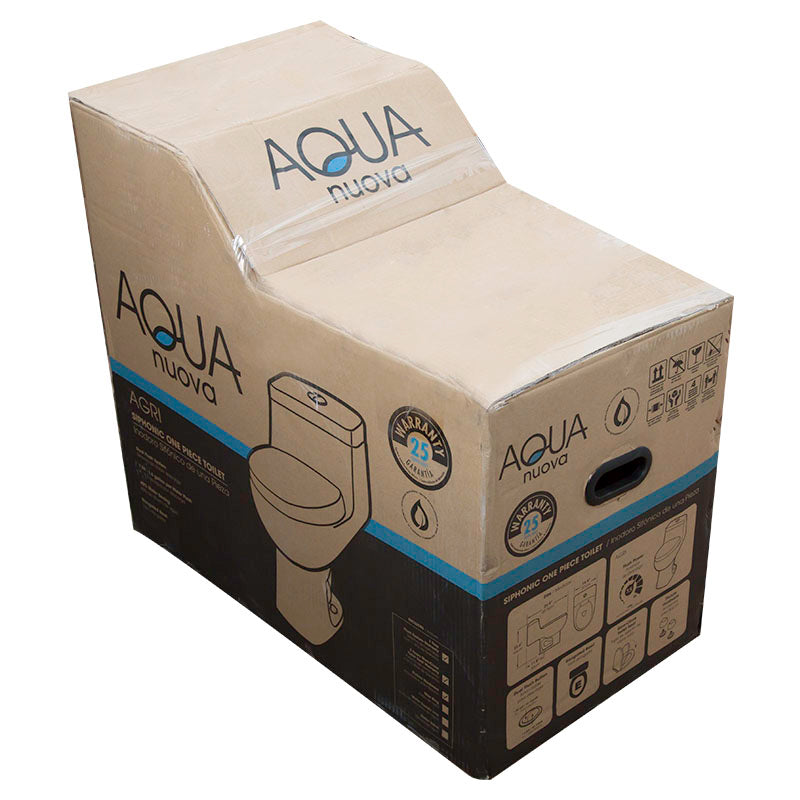 Agri Aqua Nuova elongated one-piece toilet, white, dual flush