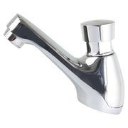 Grifo lavamanos monomando cuello bajo cromado tipo push agua fría