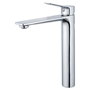 Single-lever high-neck chrome basin tap