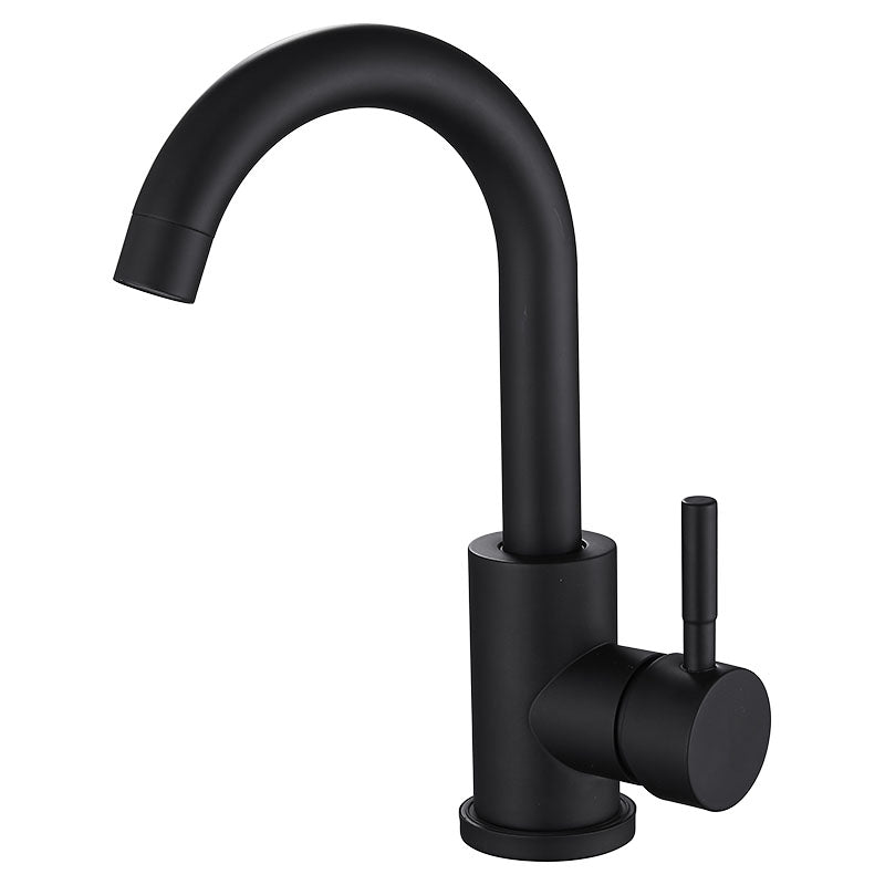 Grifo lavamanos monomando cuello ganso negro mate