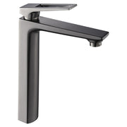 Grifo lavamanos monomando cuello alto gris gunmetal