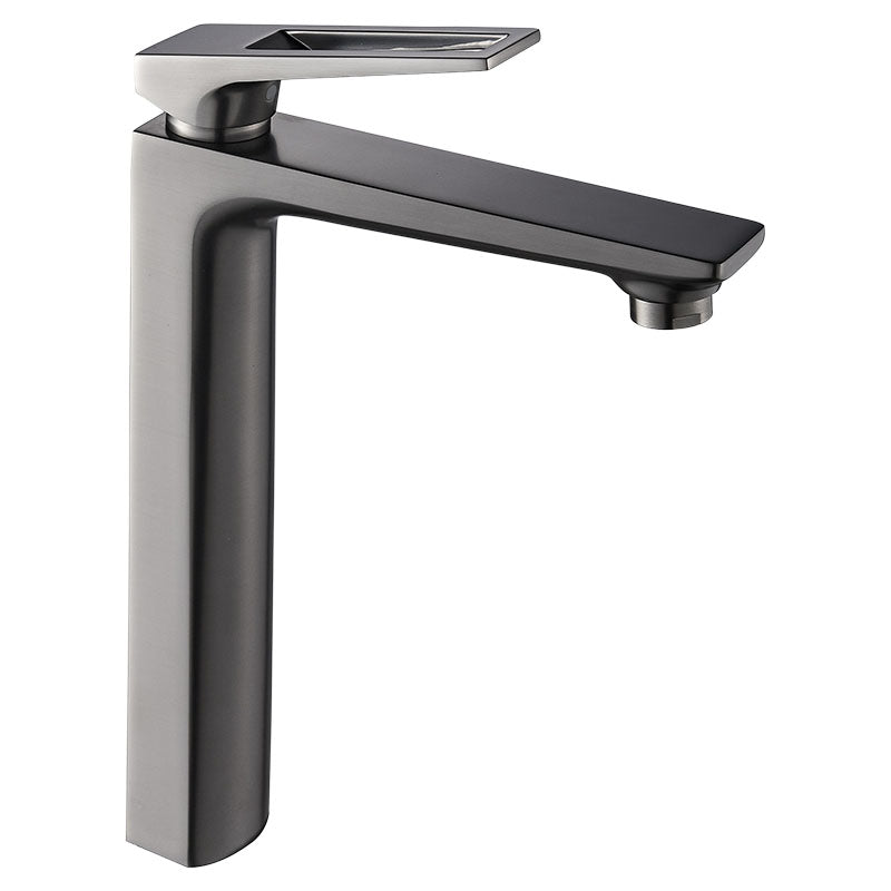 Grifo lavamanos monomando cuello alto gris gunmetal